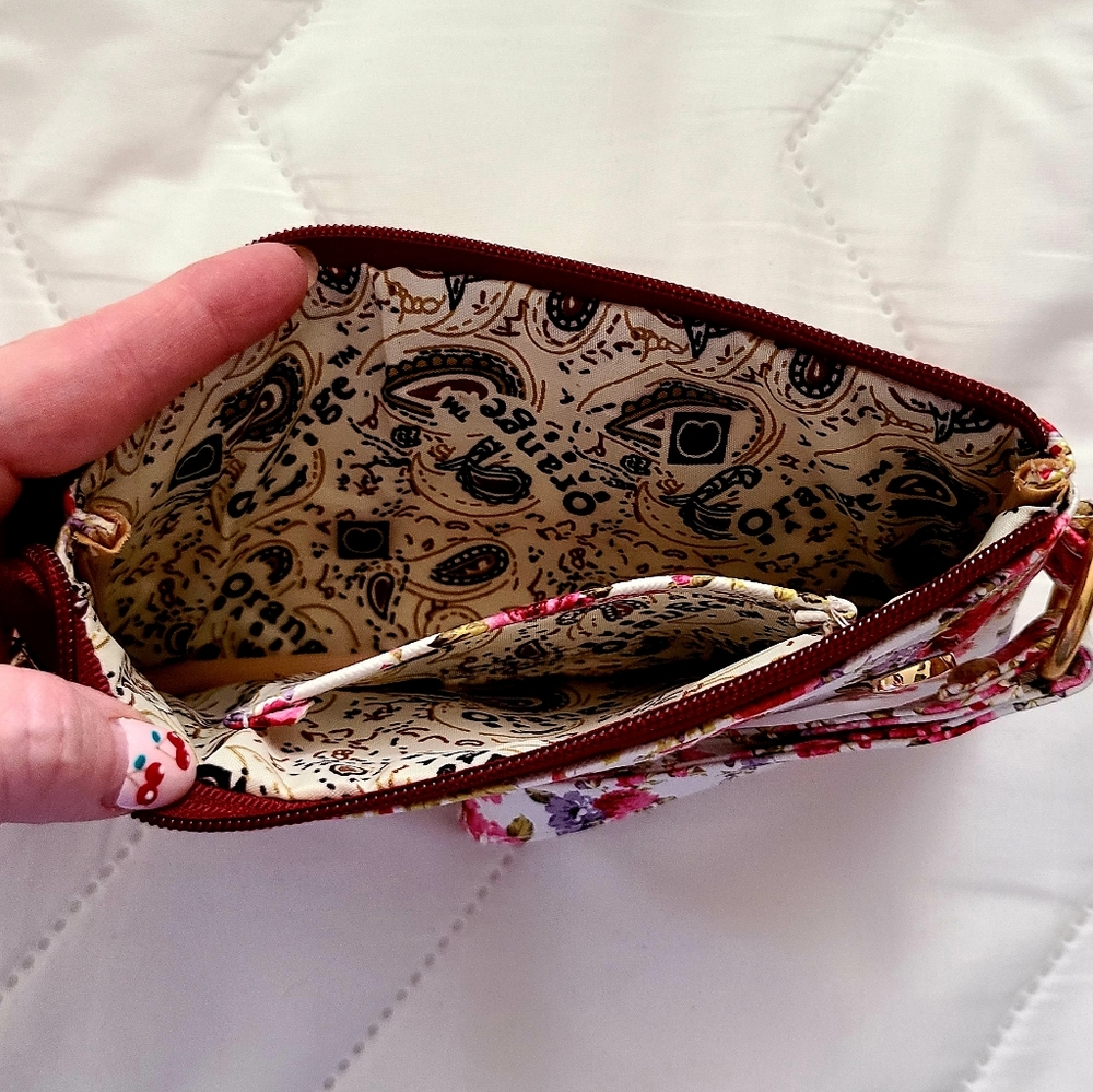 🥳FINAL PRICE👍👛 NWOT 💐 GORGEOUS Orange brand floral wristlet - Picture 5 of 9